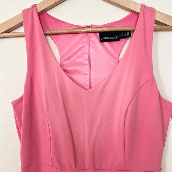 Cynthia Rowley Womens Mini Dress Pink Small Sculpted  Sheath V-Neck‎ Sleeveless - Picture 4 of 17